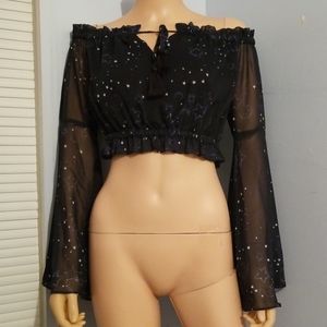 🩶NWT FREE THE ROSES CROPPED BLOUSE